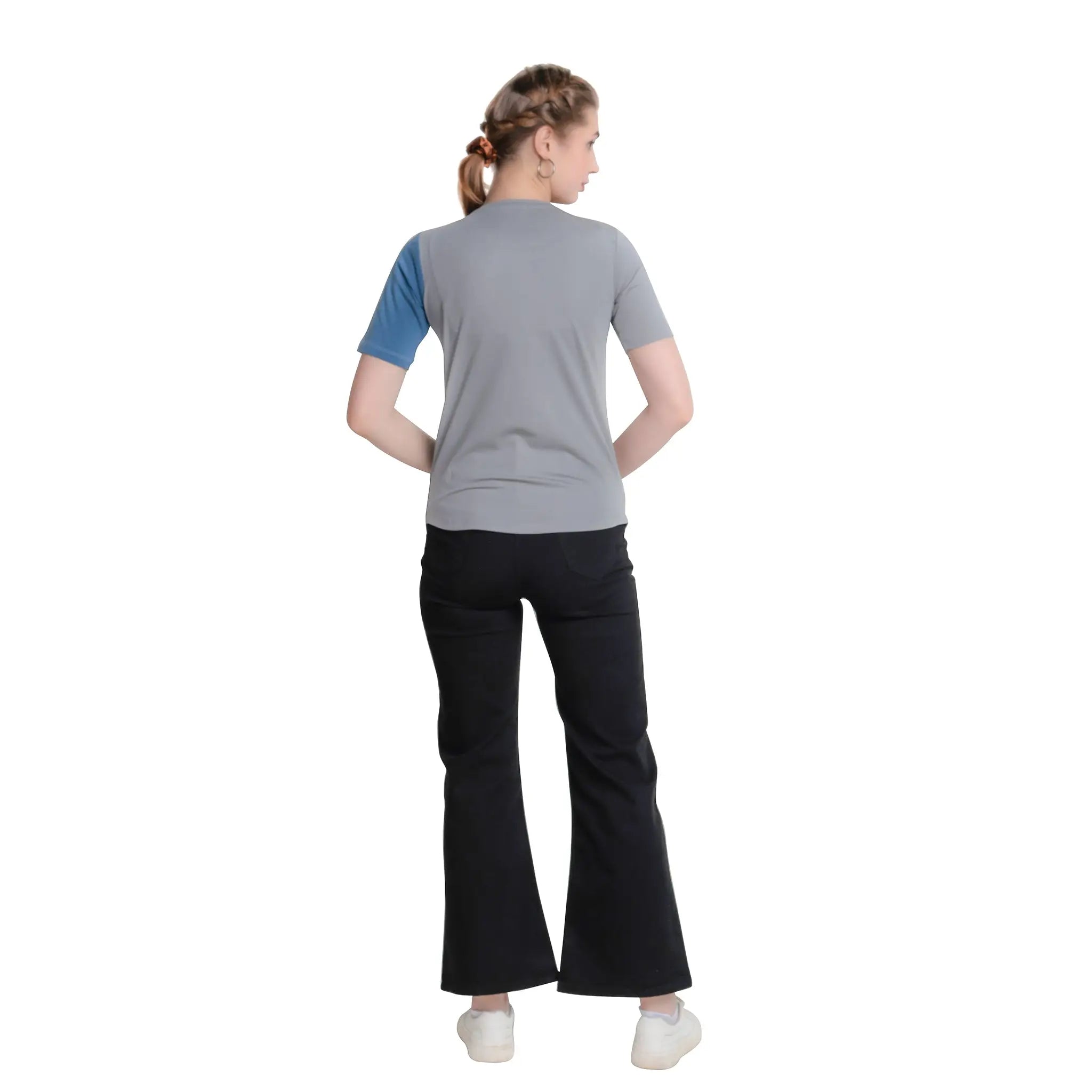 Elbow Sleeve Typography T-shirt for Ladies - Stylish Appel Bottom Design - ASTRON