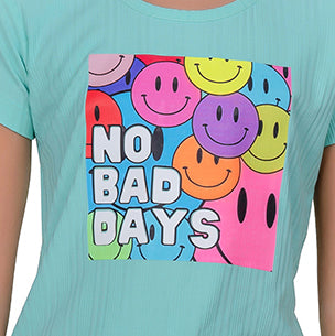 Smiley Printed Half Sleeve T-shirt For Girl's