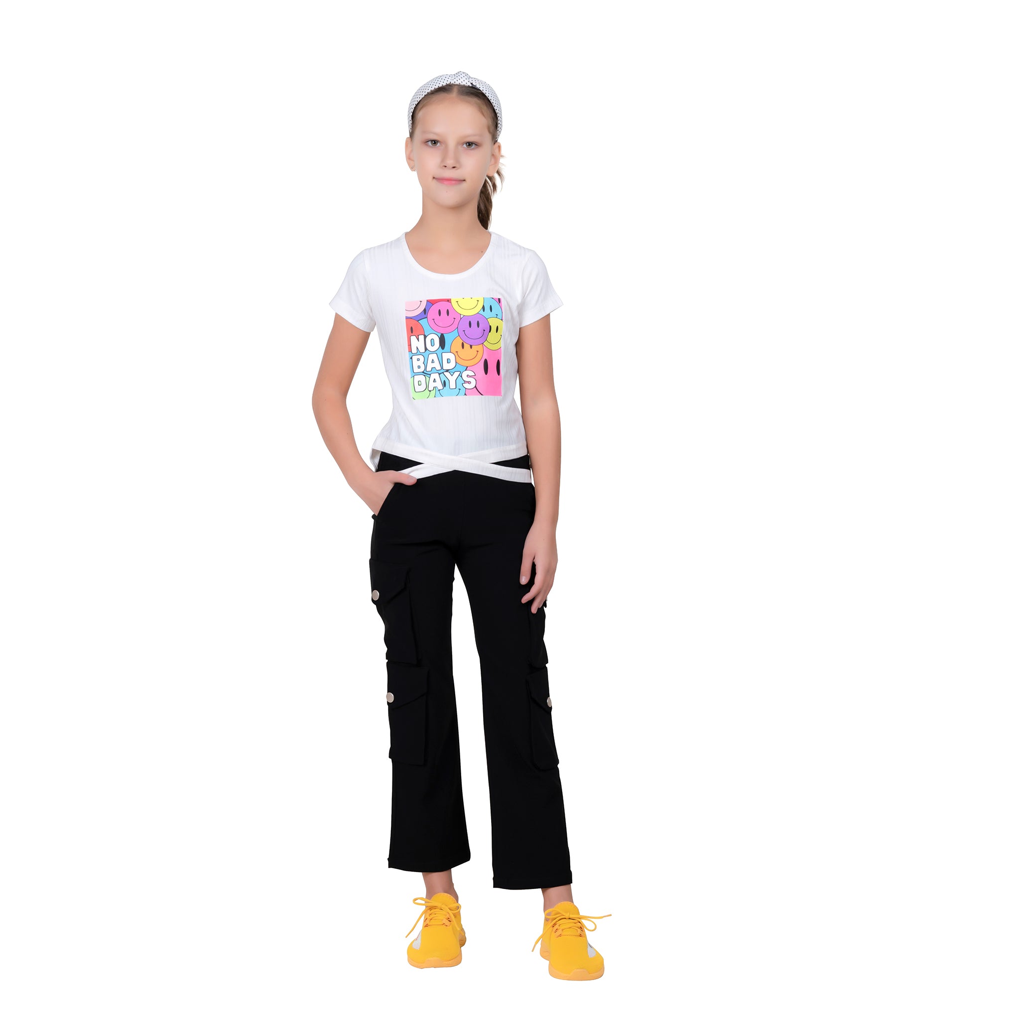 Smiley Printed Half Sleeve T-shirt For Girl's