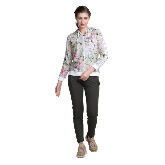 Floral Print Women's Full Sleeve Zip-through Hoodie