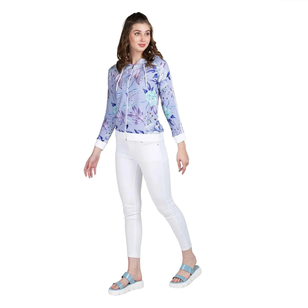 Floral Print Women's Full Sleeve Zip-through Hoodie