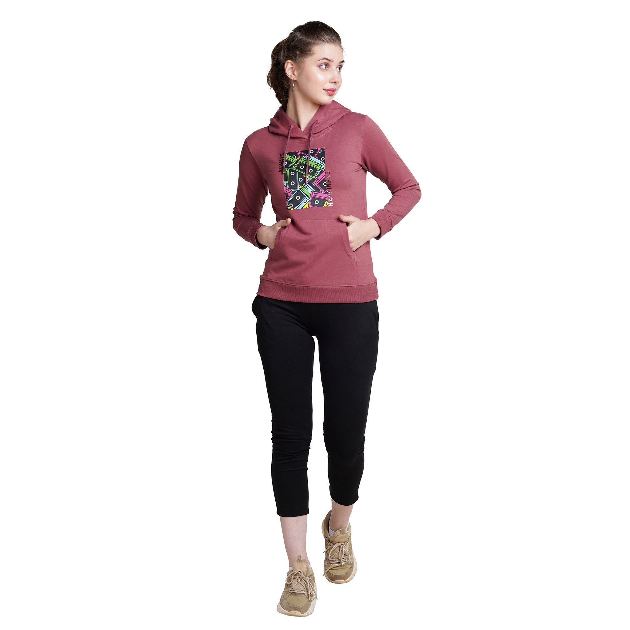 Wine Colour Women's Full Sleeves Pullover Hoodie