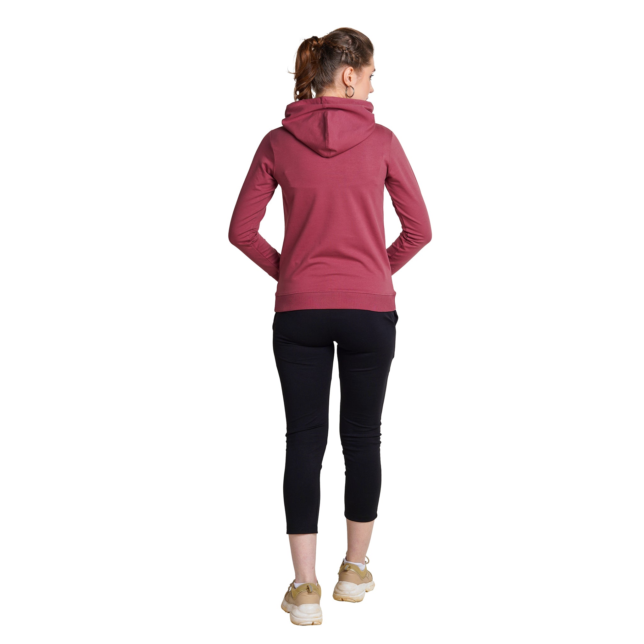 Wine Colour Women's Full Sleeves Pullover Hoodie