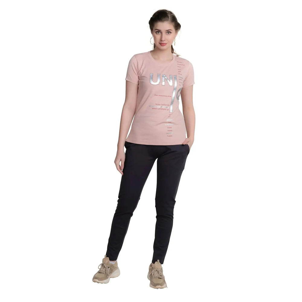 Ladies Typography T-shirt with Half Sleeves for Stylish Comfort - ASTRON