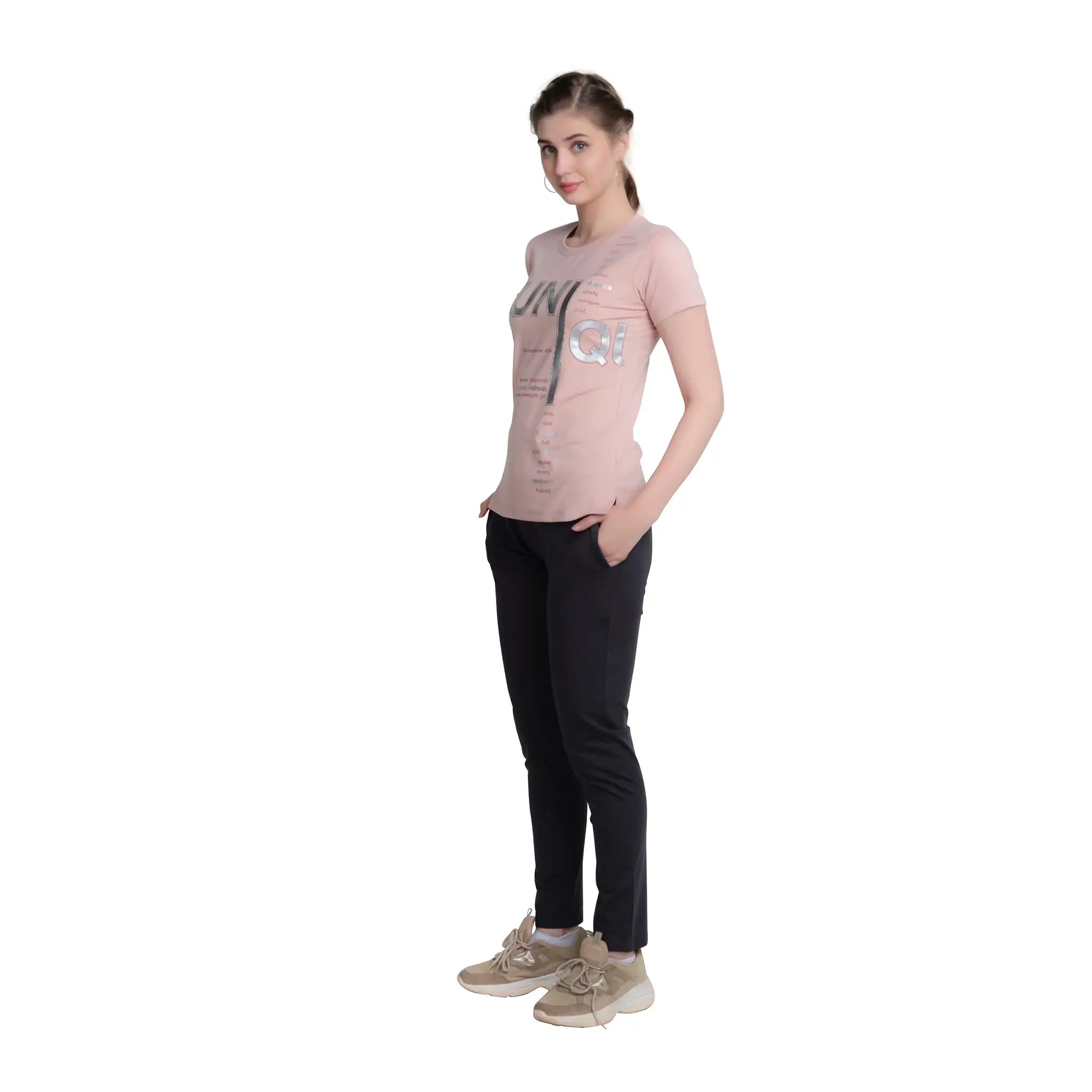 Ladies Typography T-shirt with Half Sleeves for Stylish Comfort - ASTRON