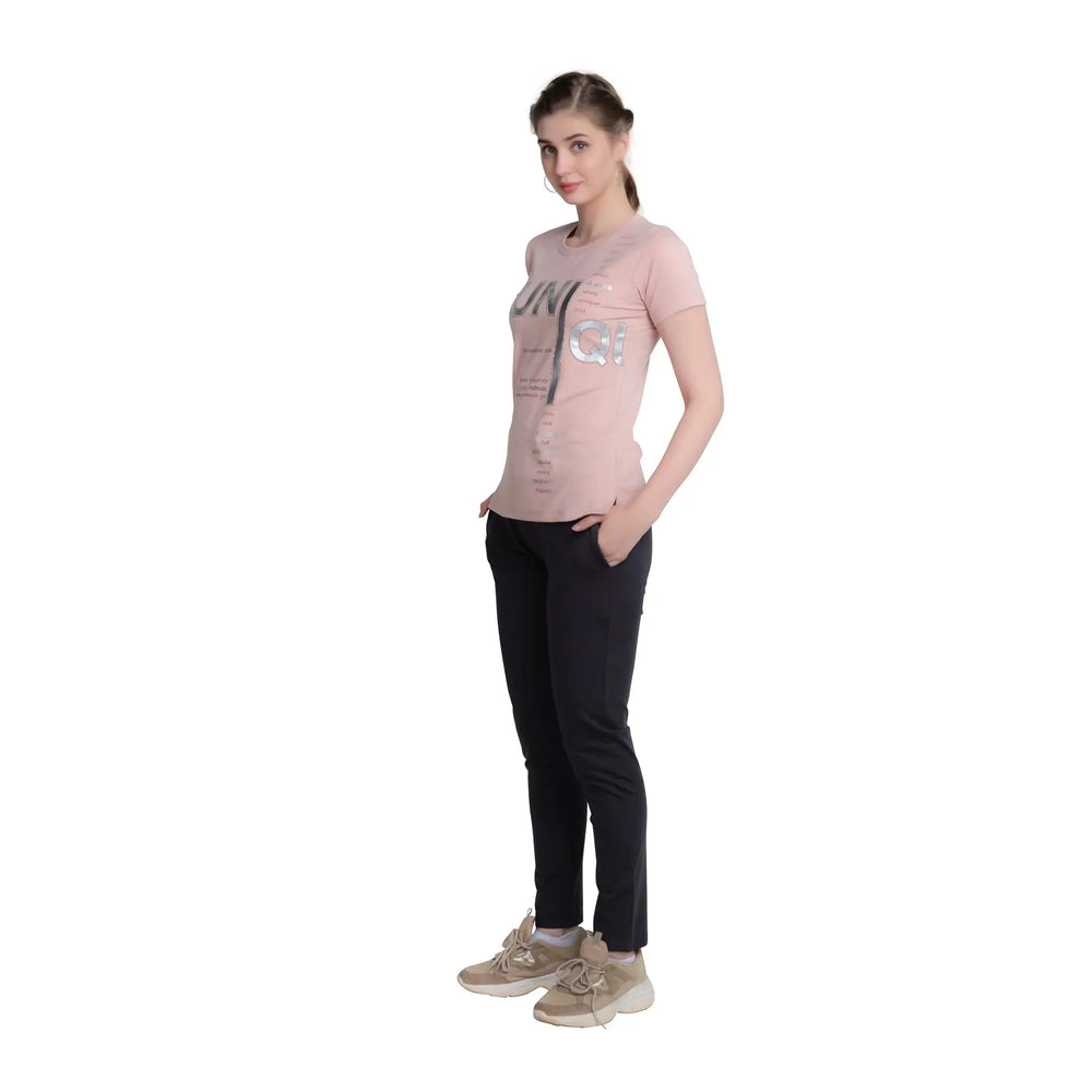 Ladies Typography T-shirt with Half Sleeves for Stylish Comfort - ASTRON