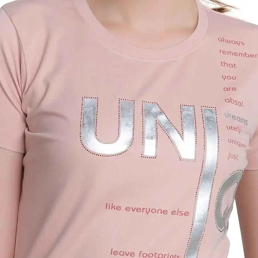 Ladies Typography Print Half Sleeve T-shirt