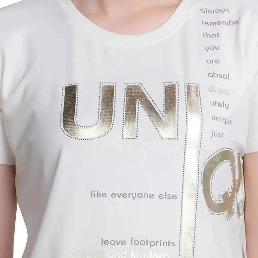 Ladies Typography Print Half Sleeve T-shirt