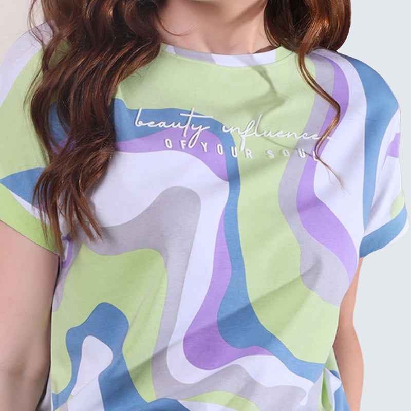 Multicolor Round Neck Ladies T-shirt