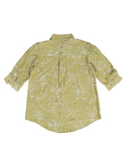 Astron - Olive Green Floral Embroidered Shirt For Women