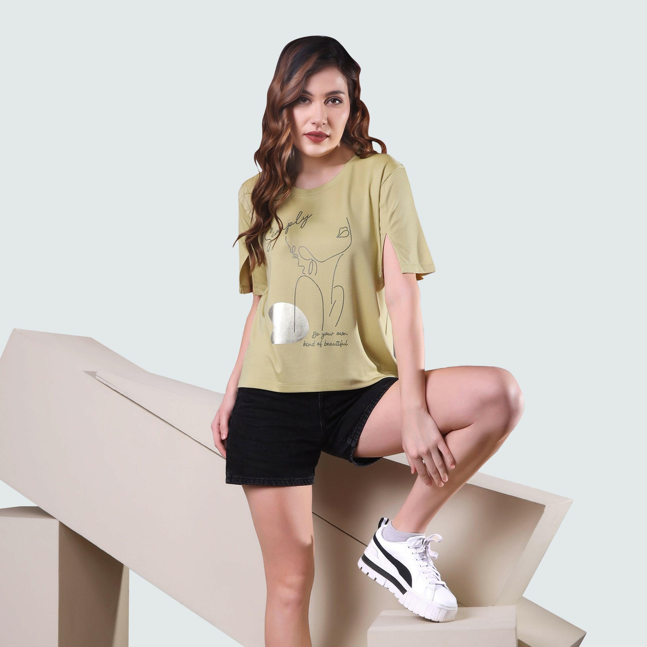 Green Round Neck Ladies T-shirt - ASTRON