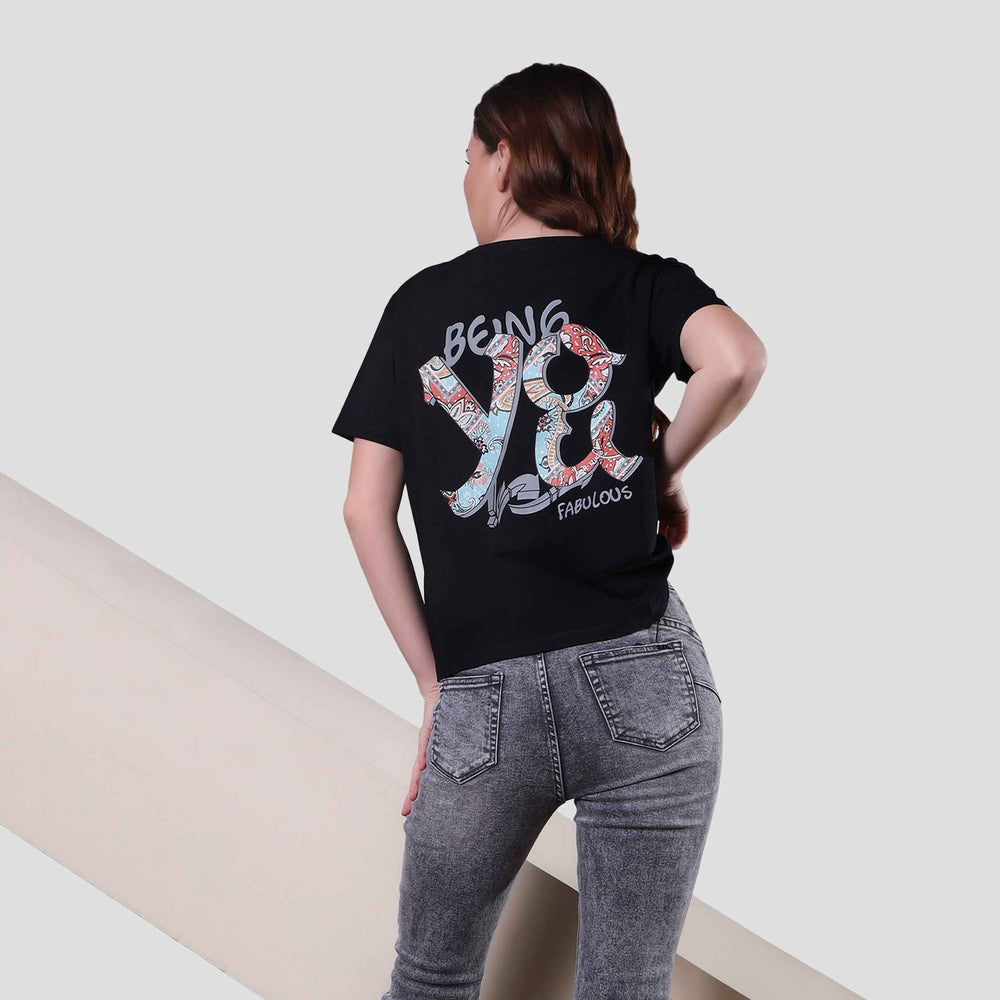 Printed Ladies T-shirt Black Color