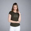 Round Neck Magyar Sleeves Typography Print Cotton T-shirt / Tee For Women