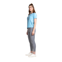 Astron – Round Neck Half Sleeves Dark Blue Color Cotton T-Shirt for Women