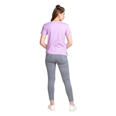 Astron – Round Neck Half Sleeves Purple Color Cotton T-Shirt for Women