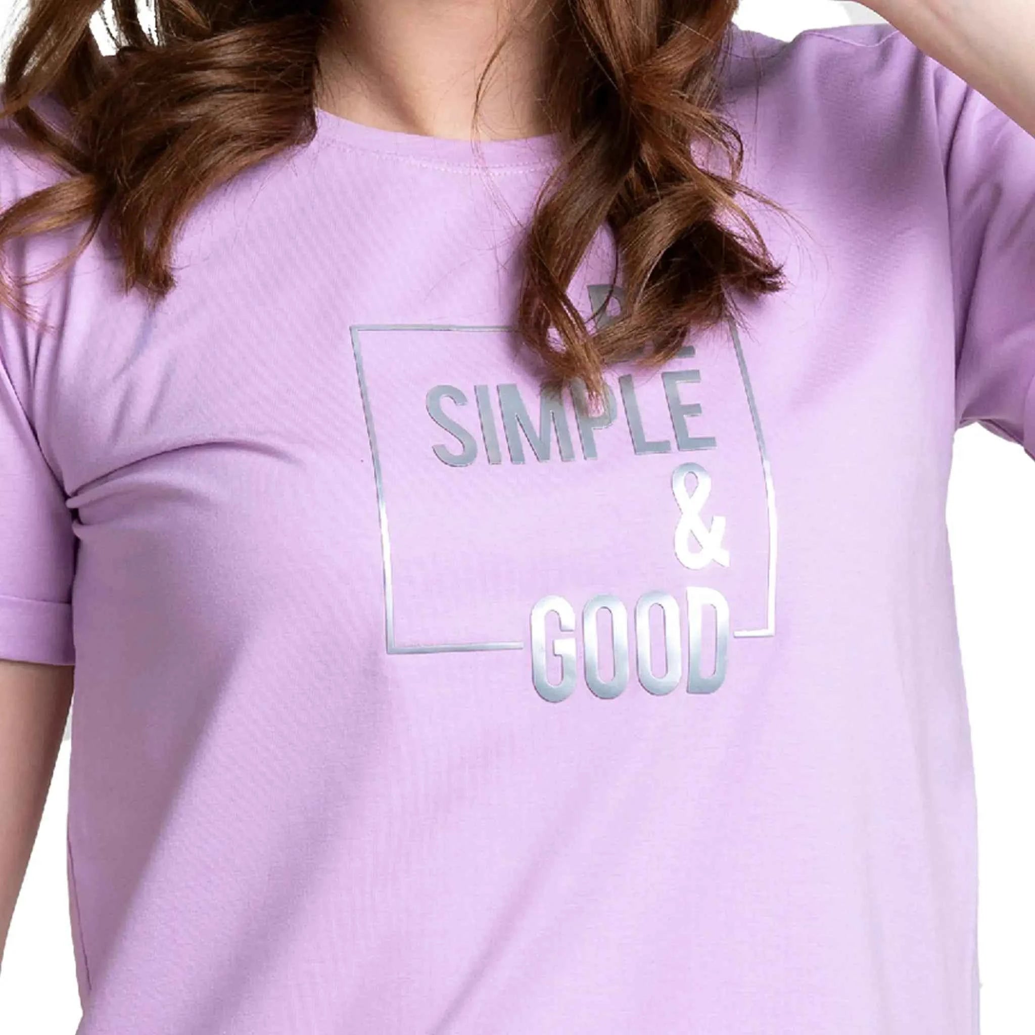 Astron – Round Neck Half Sleeves Cotton T-Shirt for Women