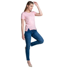 Astron – Half Sleeves Cotton Pink Color T-Shirt For Women