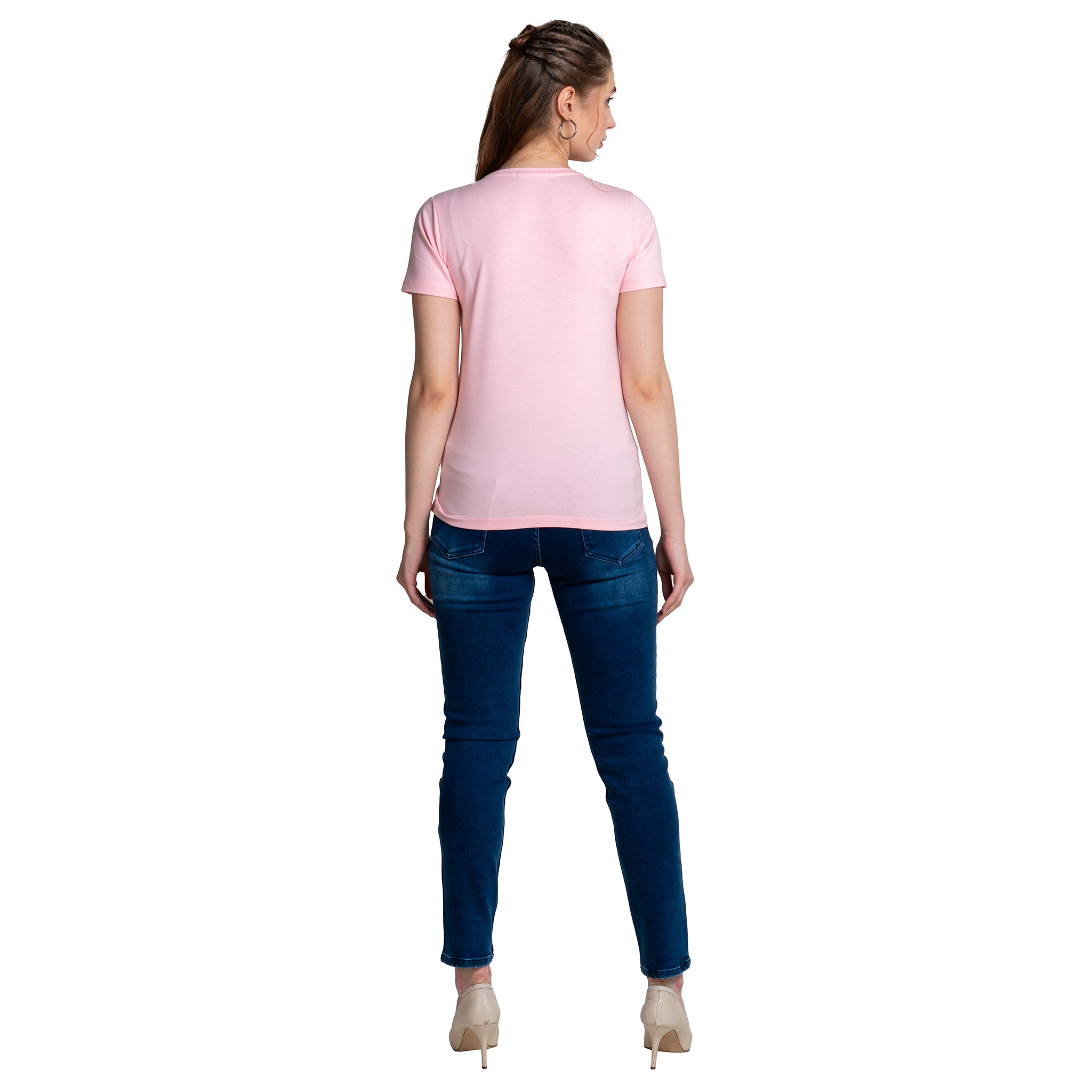 Astron – Half Sleeves Cotton Pista Green Color T-Shirt For Women