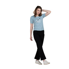 Astron – Designer Printed Round Neck Half Sleeves Dark Blue Color Cotton T-Shirt for Women