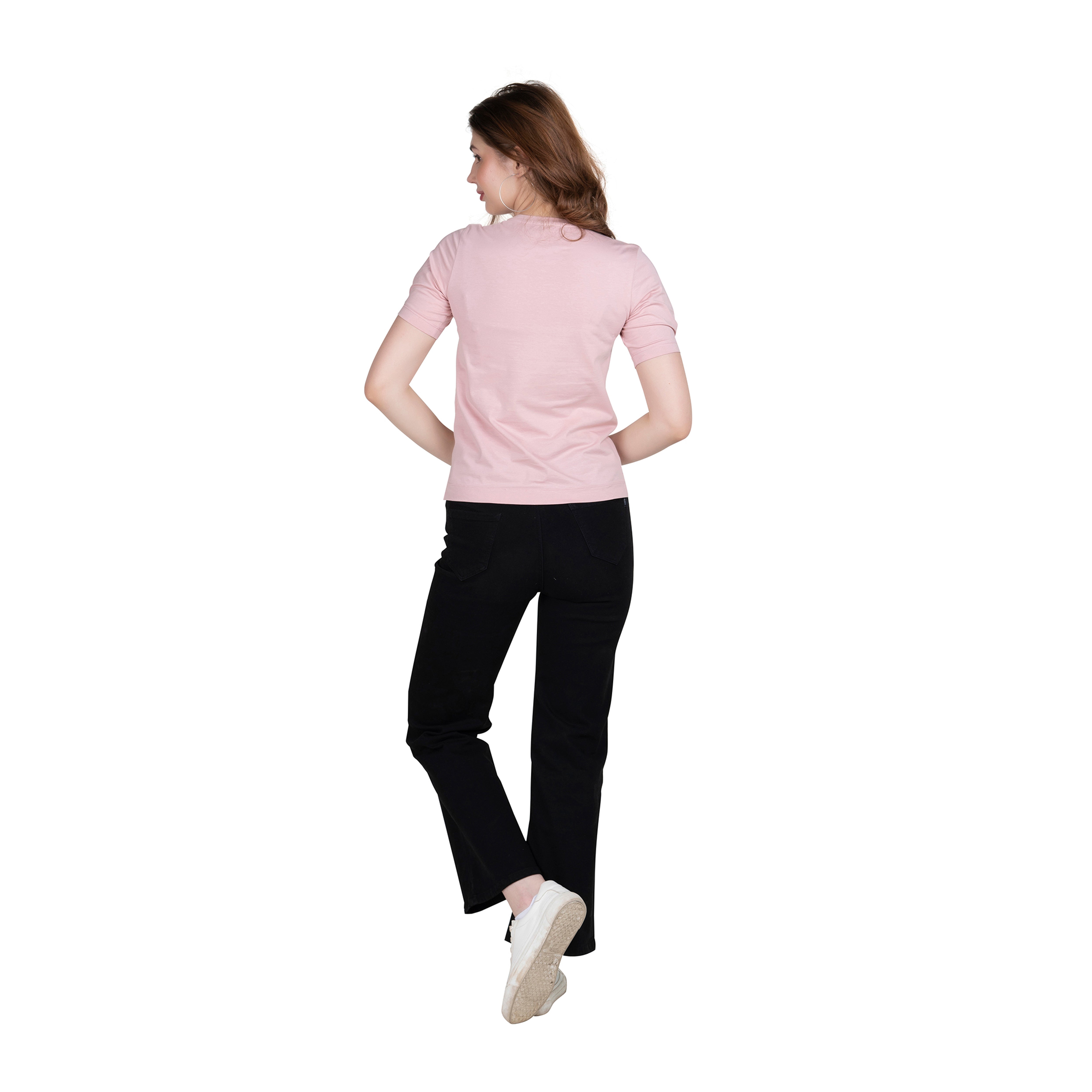 Astron – Designer Printed Round Neck Half Sleeves Green Color Cotton T-Shirt for Women