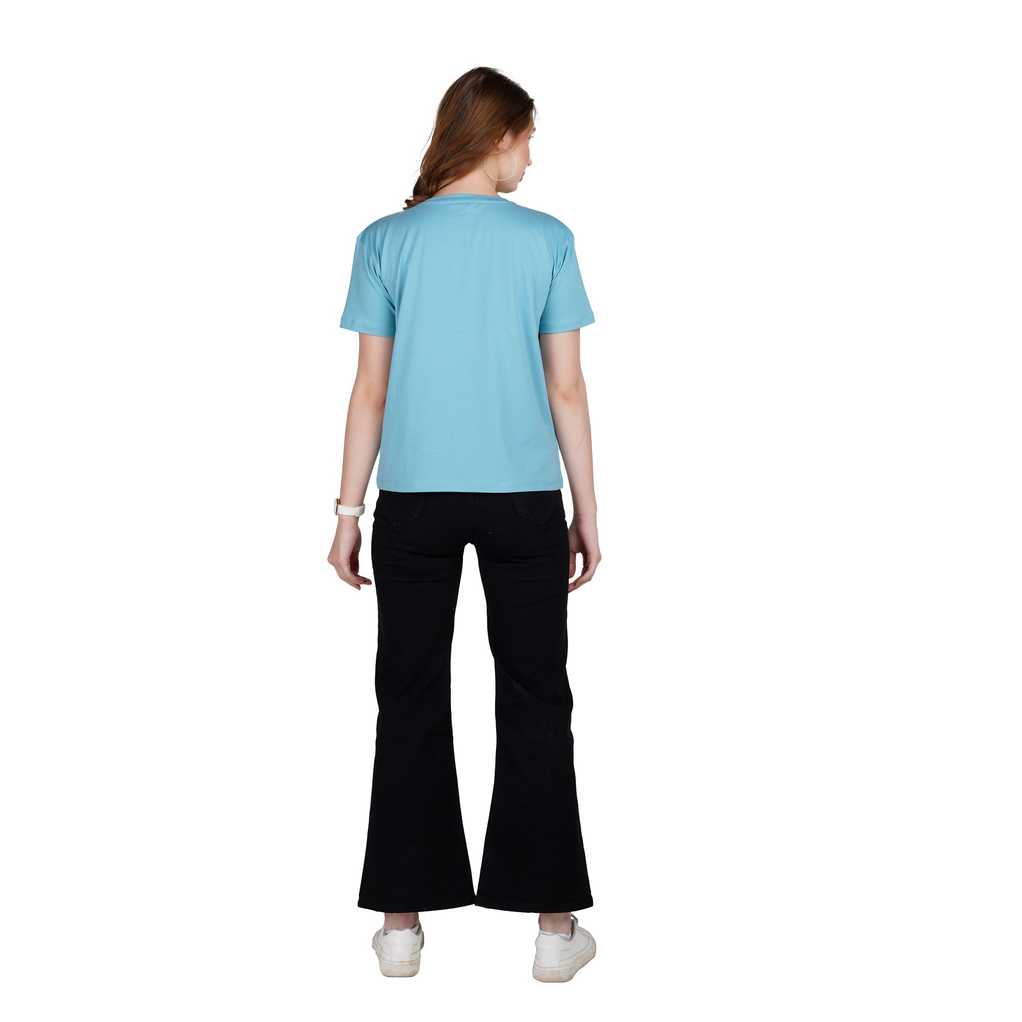 Astron – Boat Neck Wine Color Printed Half Sleeves Cotton T-Shirt for Women