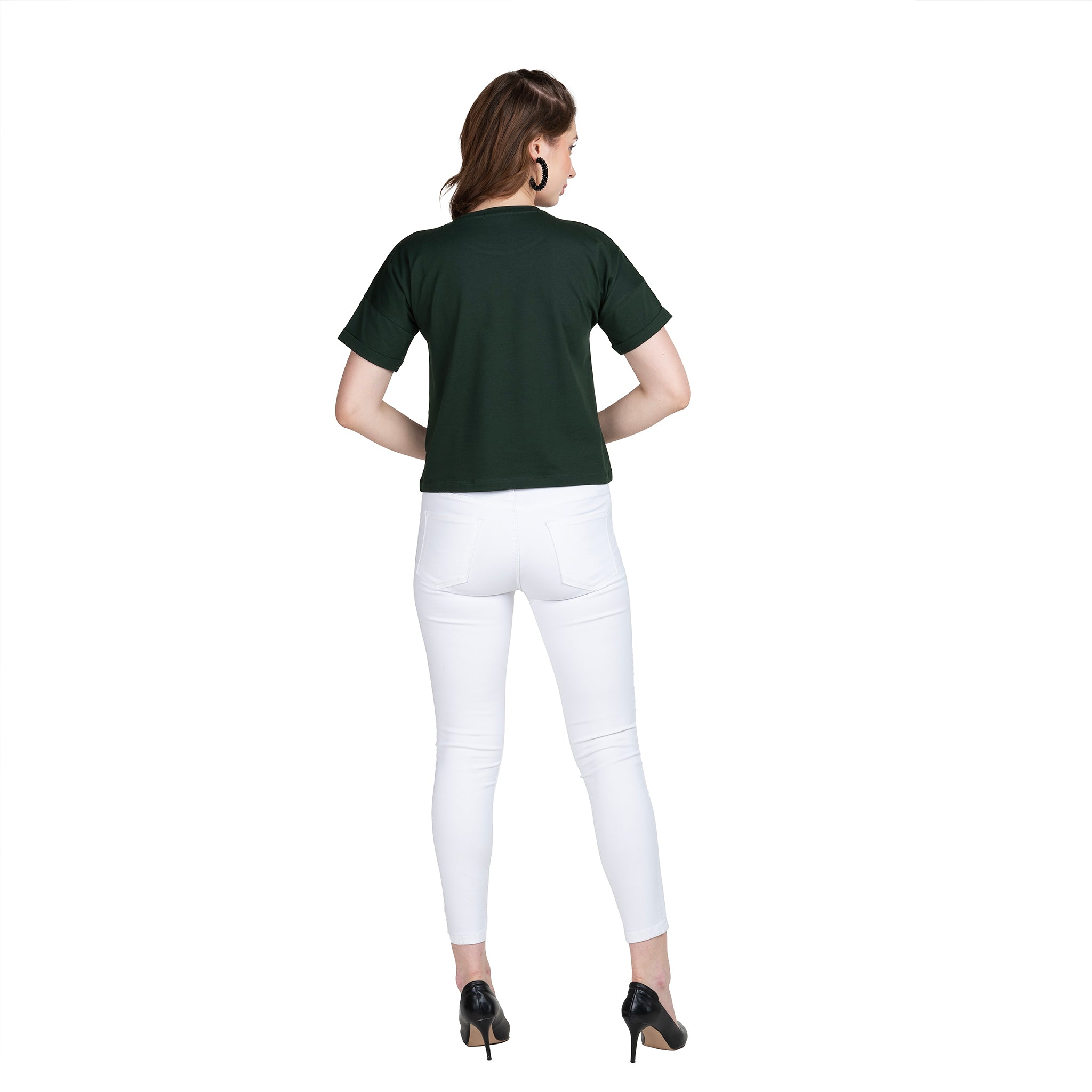 Astron – Women’s Magyar Sleeve Green Color Cotton T-Shirt