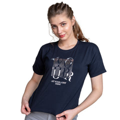 Astron – Women’s Magyar Sleeve Navy Blue Color Cotton T-Shirt