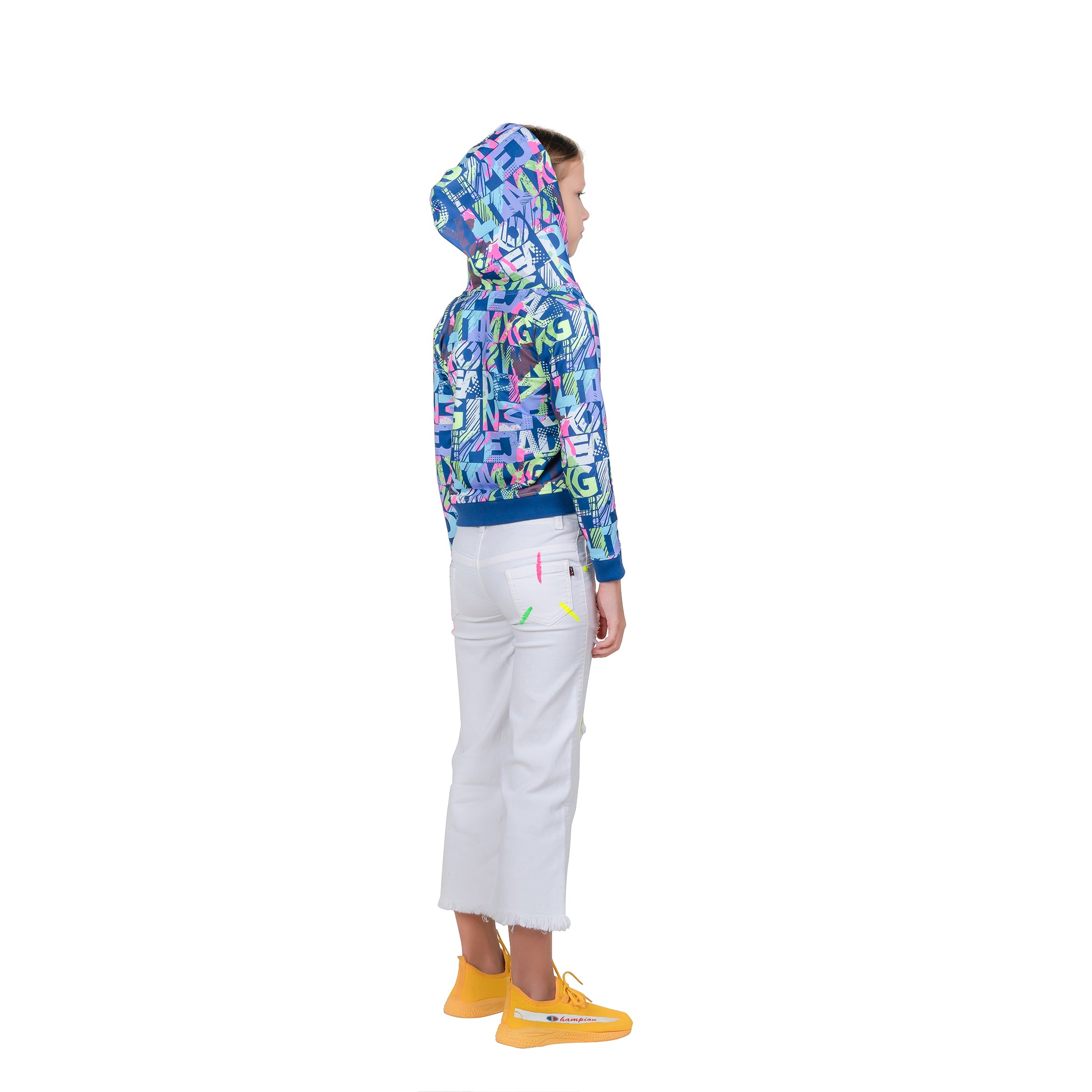 Girl's Printed Hoodie With Inner T-shirt.