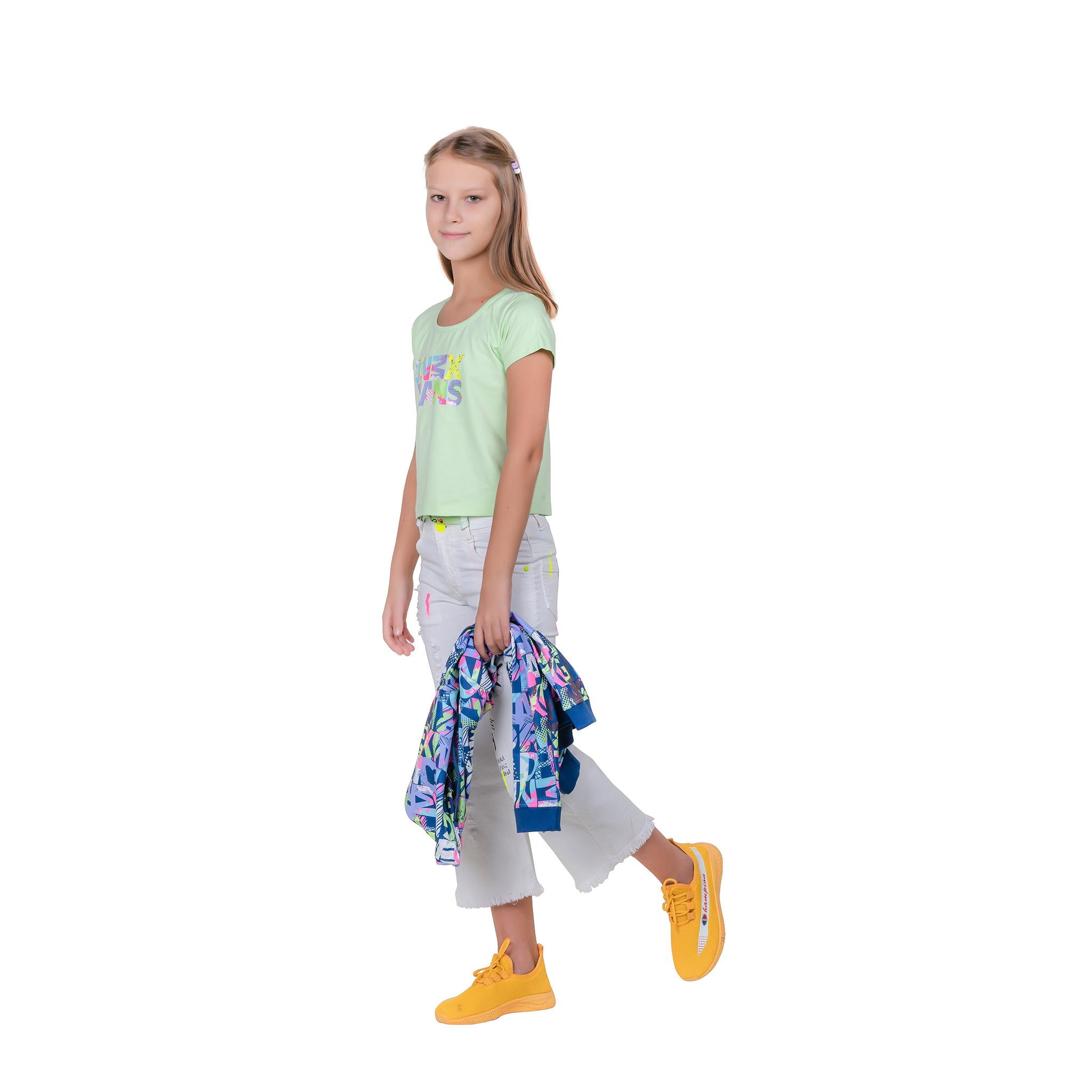 Girl's Printed Hoodie With Inner T-shirt.
