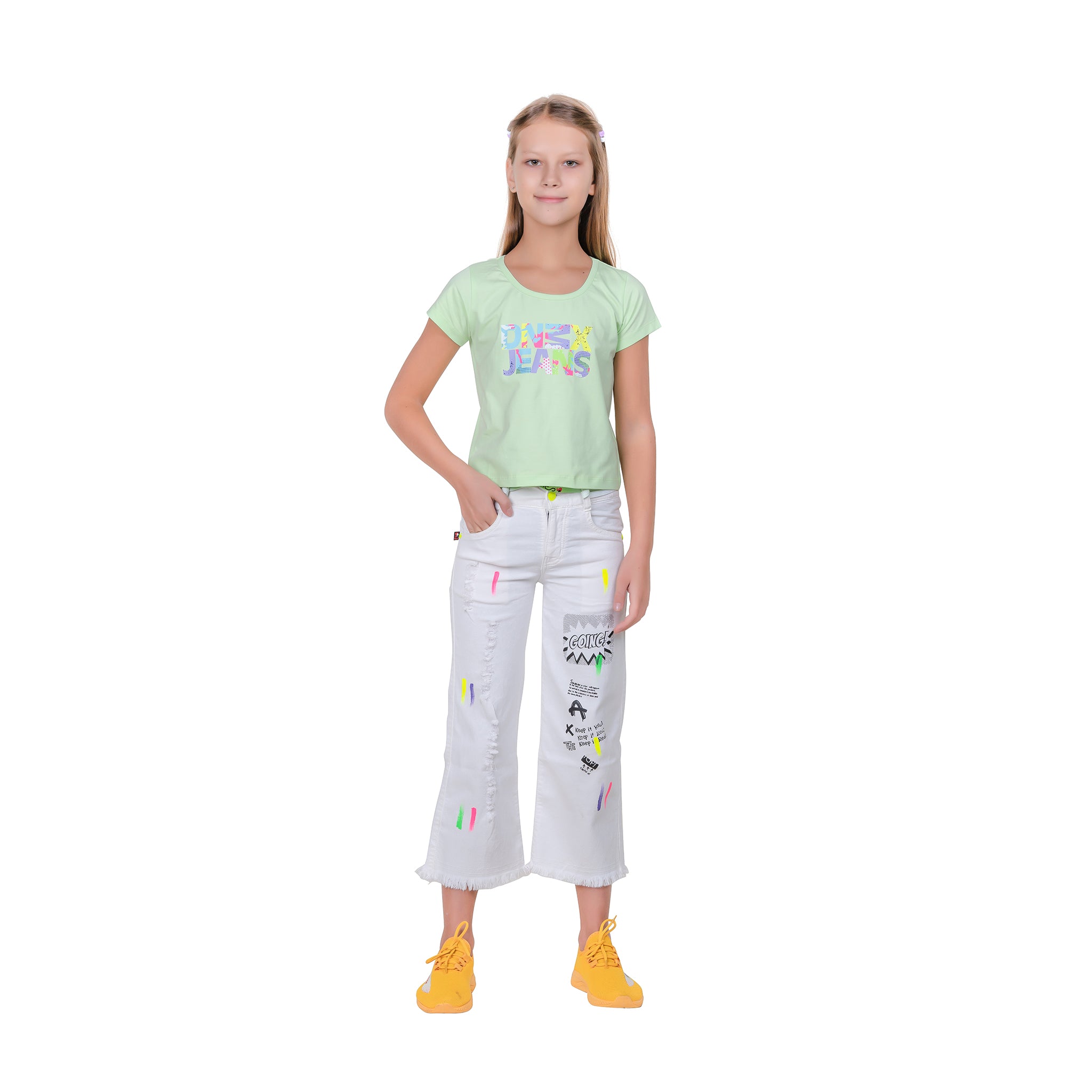 Girl's Printed Hoodie With Inner T-shirt.