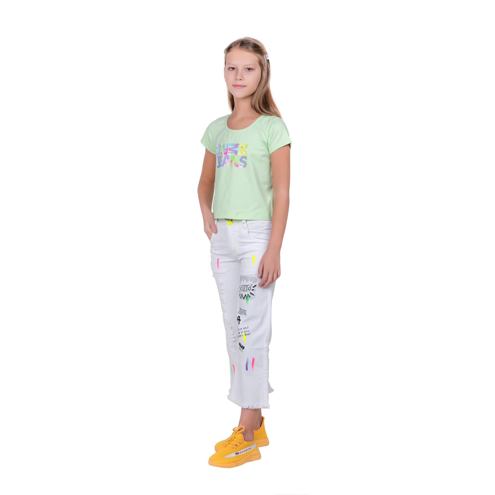 Girl's Printed Hoodie With Inner T-shirt.