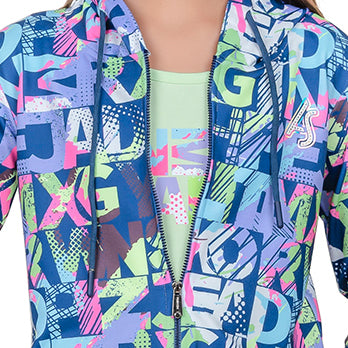 Girl's Printed Hoodie With Inner T-shirt.