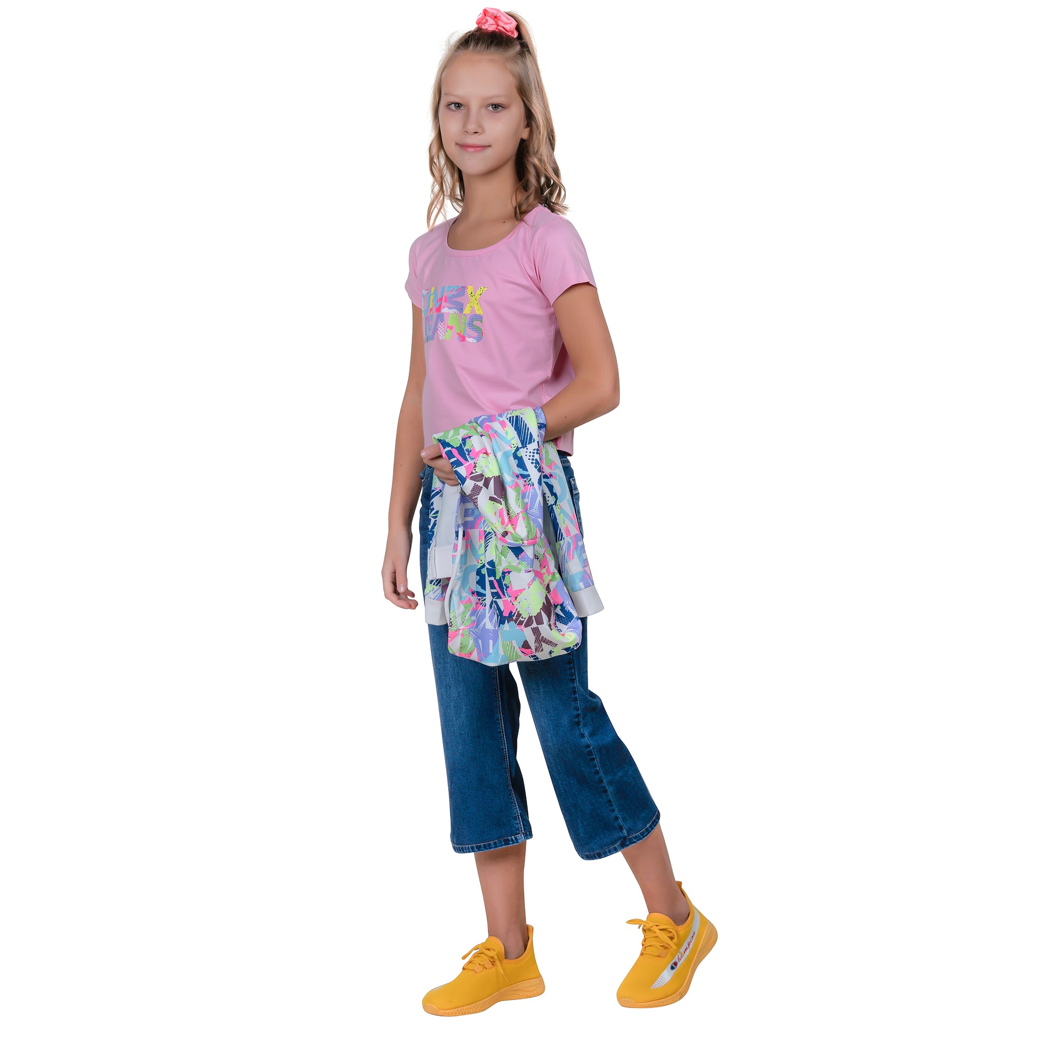 Girl's Printed Hoodie With Inner T-shirt.