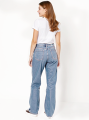 Astron Wide-Leg Distressed Light Wash Denim Jeans for Women – Relaxed Fit Streetwear Look