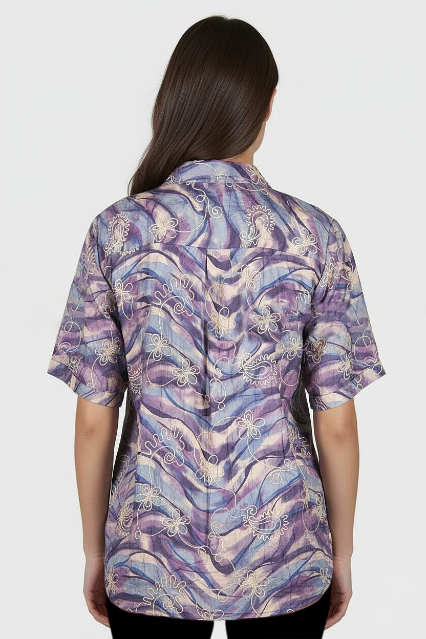 Astron – Abstract Swirl Print Shirt For Women