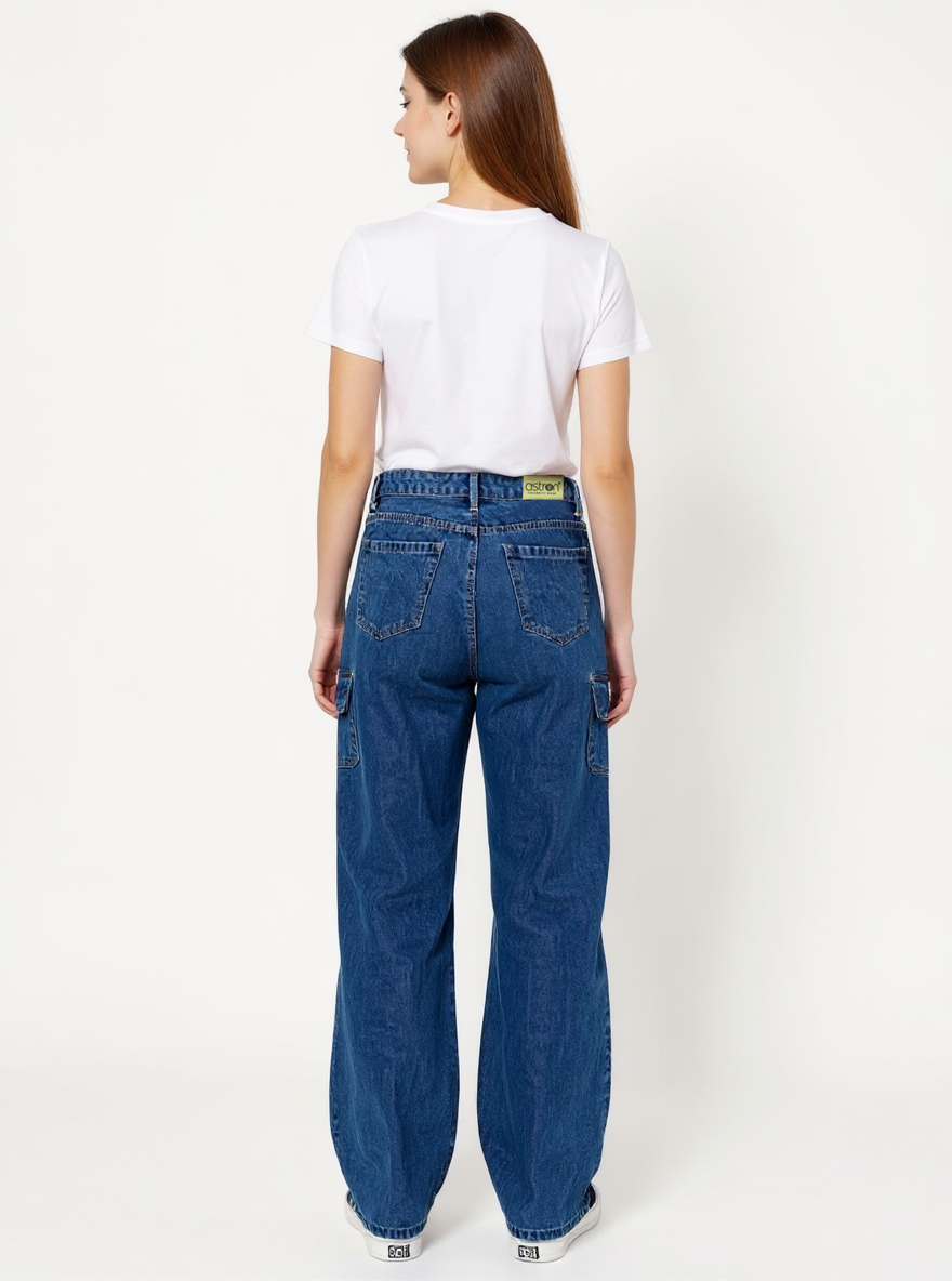 Astron Women’s Cargo Denim Jeans – Street Style
