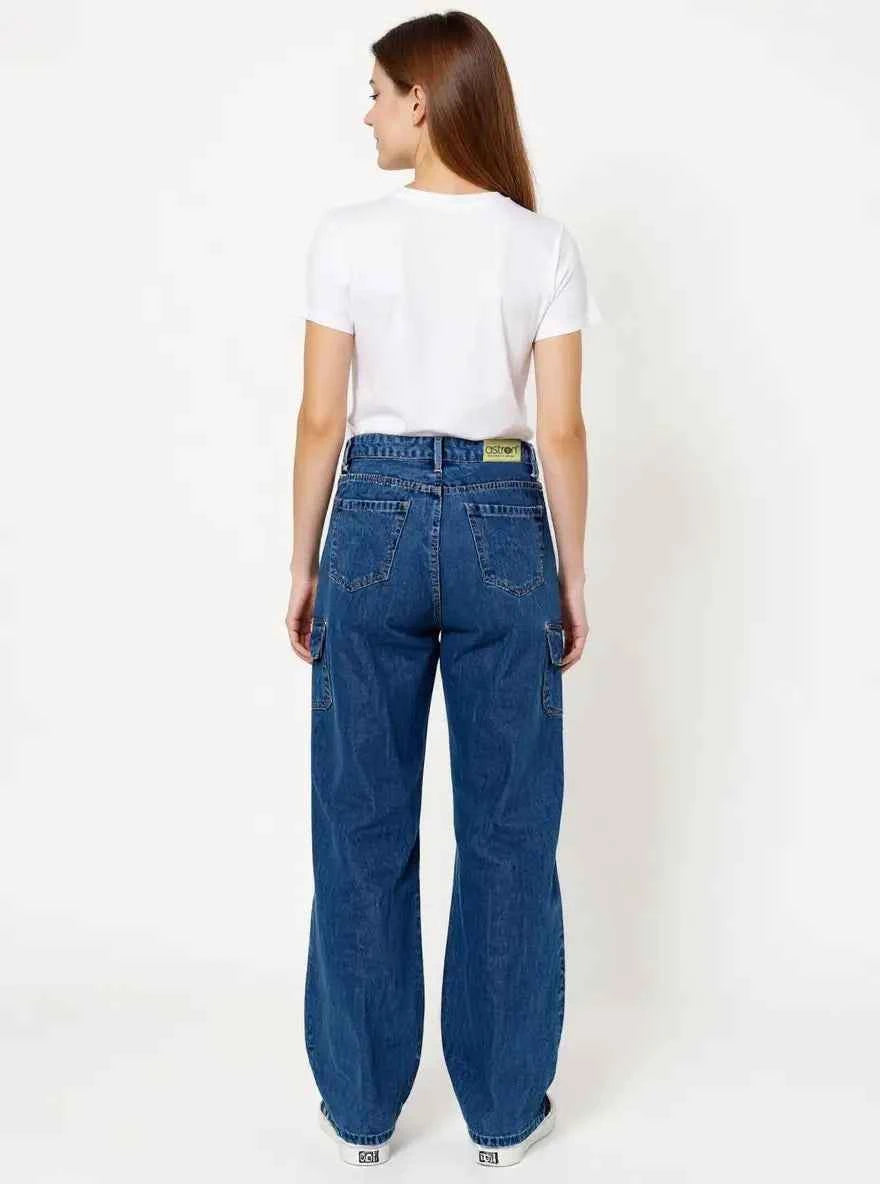 Astron Women’s Cargo Denim Jeans – Street Style