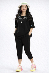 Women’s Oversized Embroidered Down-Shoulder T-Shirt - ASTRON