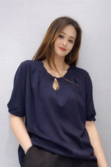 Women’s Keyhole Neck Elegant Blouse - ASTRON