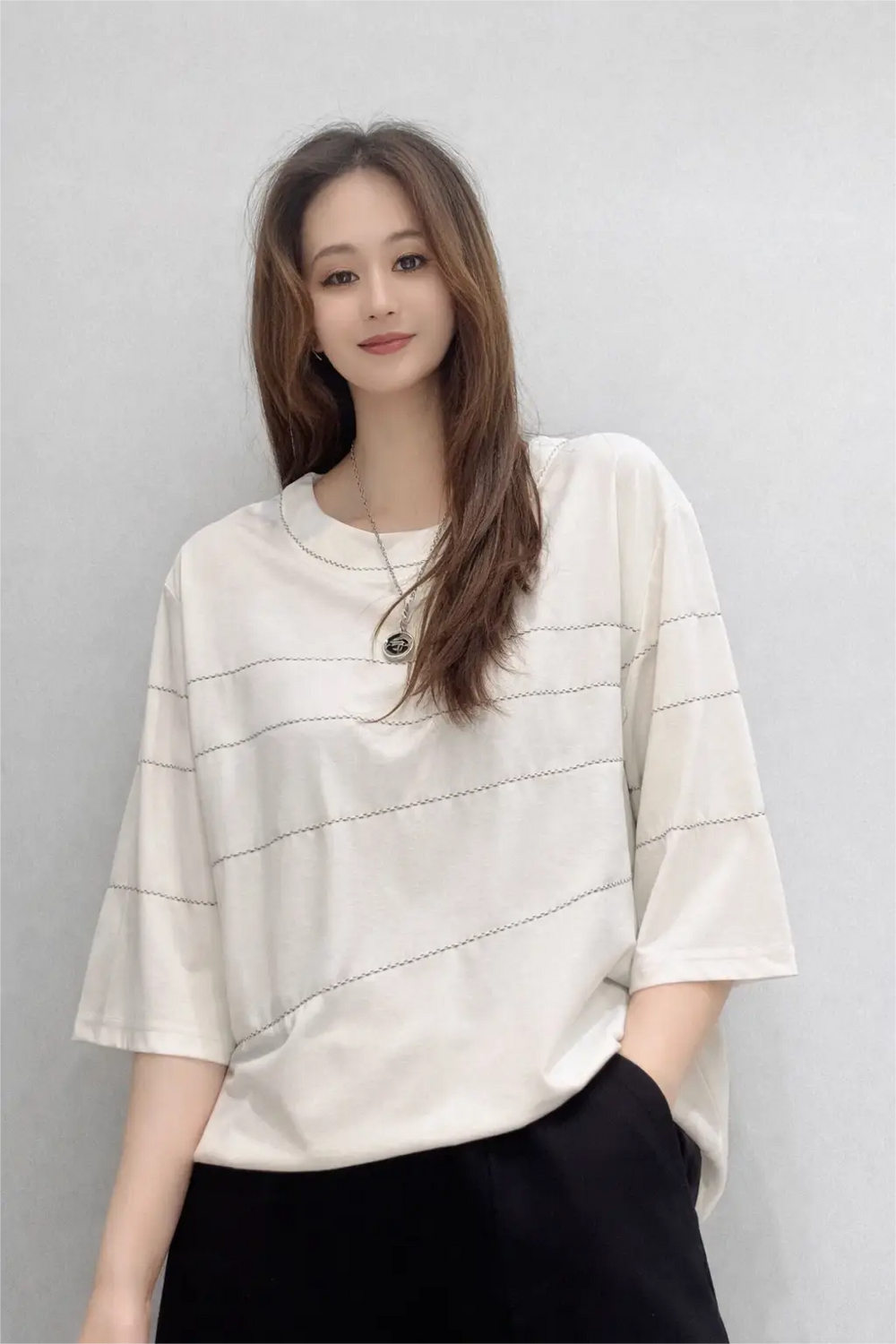 Women’s Oversized Casual Tee with Stitch Detail - ASTRON