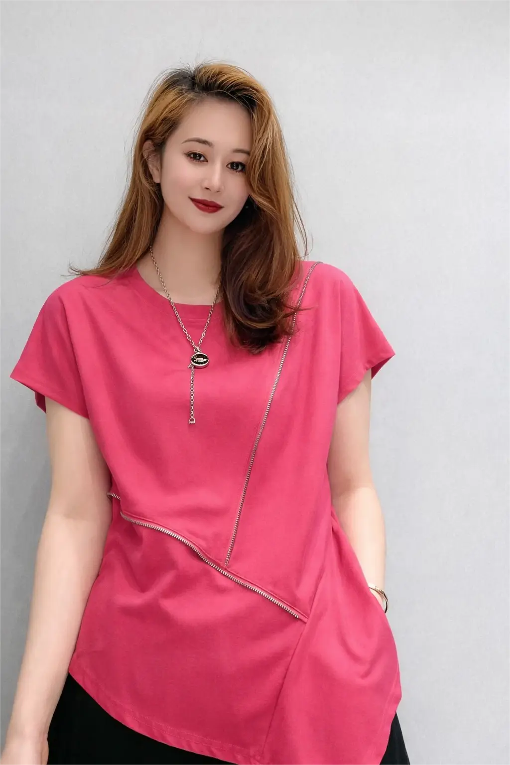 Women's Asymmetric Zip Detail Top - ASTRON