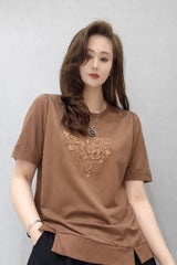 Women’s Embroidered Rose Motif Top