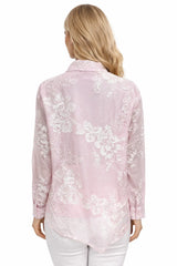 Women’s Ivory Embroidered Full-Sleeve Loose Fit Shirt - ASTRON