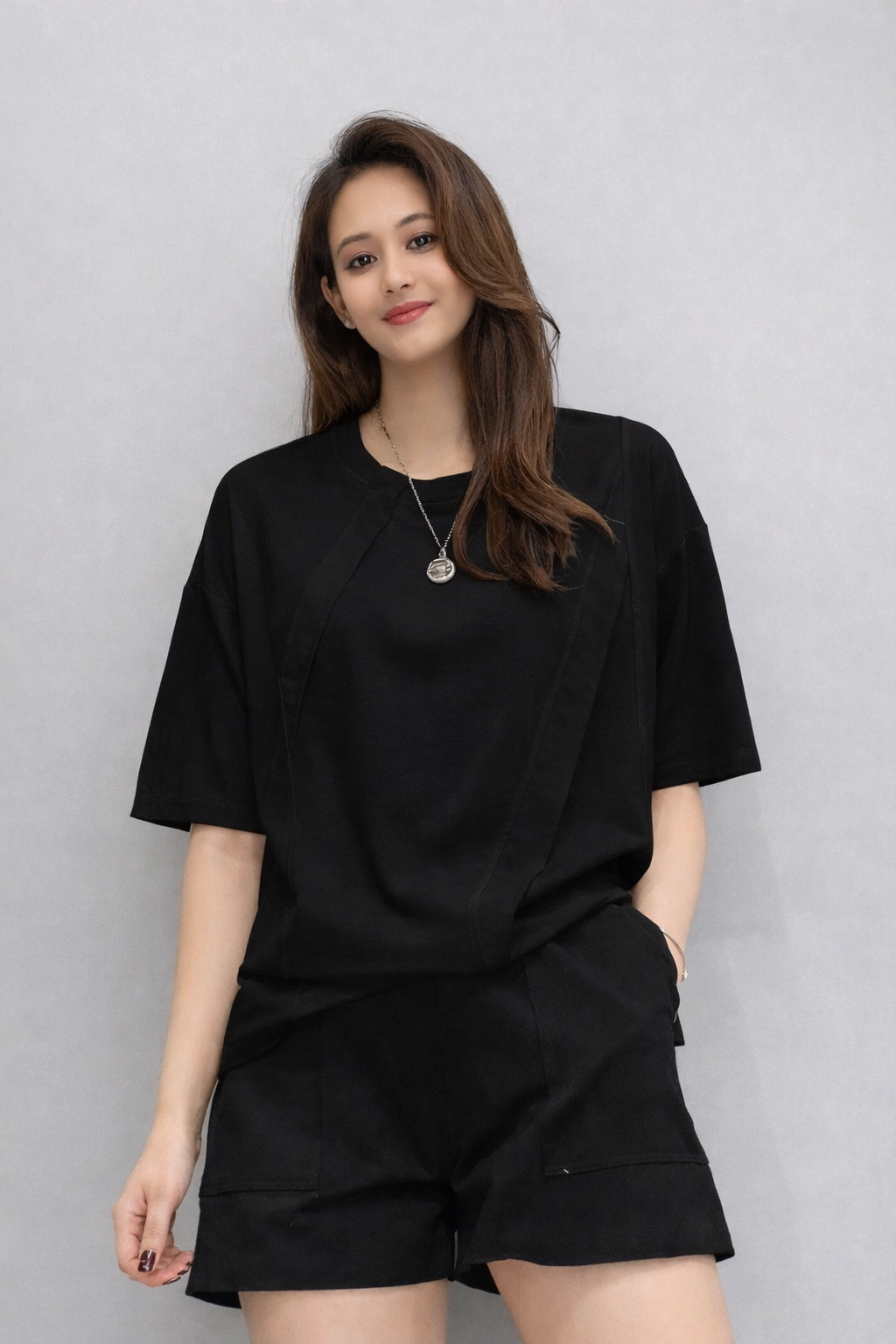 Women’s Solid Asymmetric Panel Top