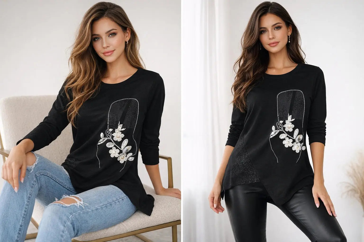 Women’s Embellished Floral Graphic Top - ASTRON
