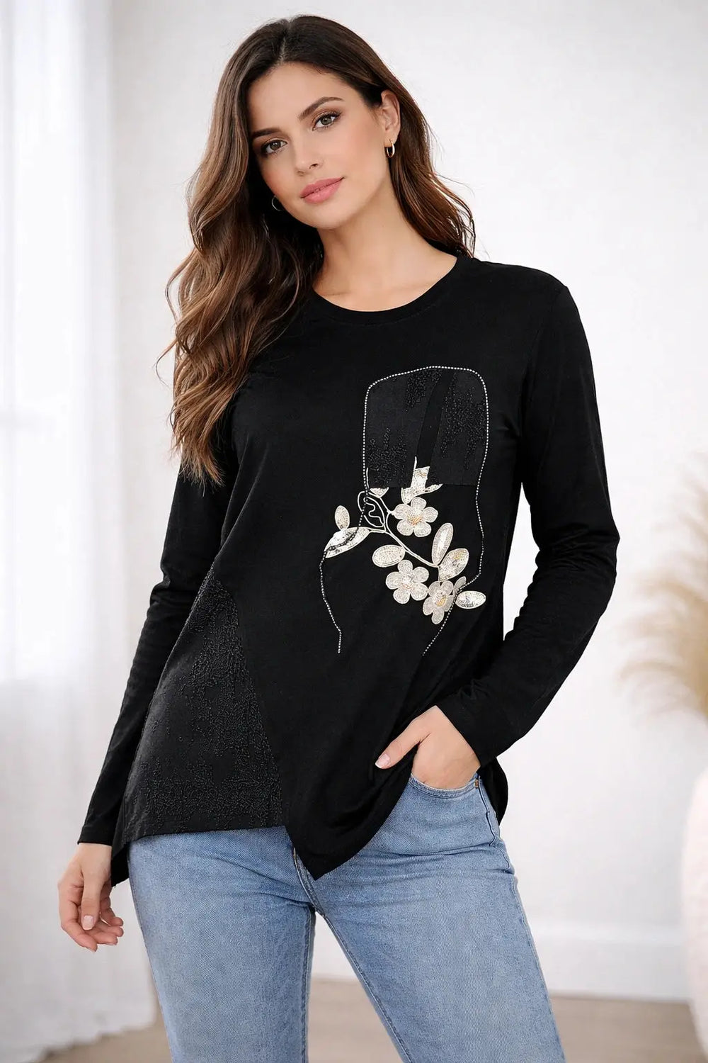 Women’s Embellished Floral Graphic Top - ASTRON