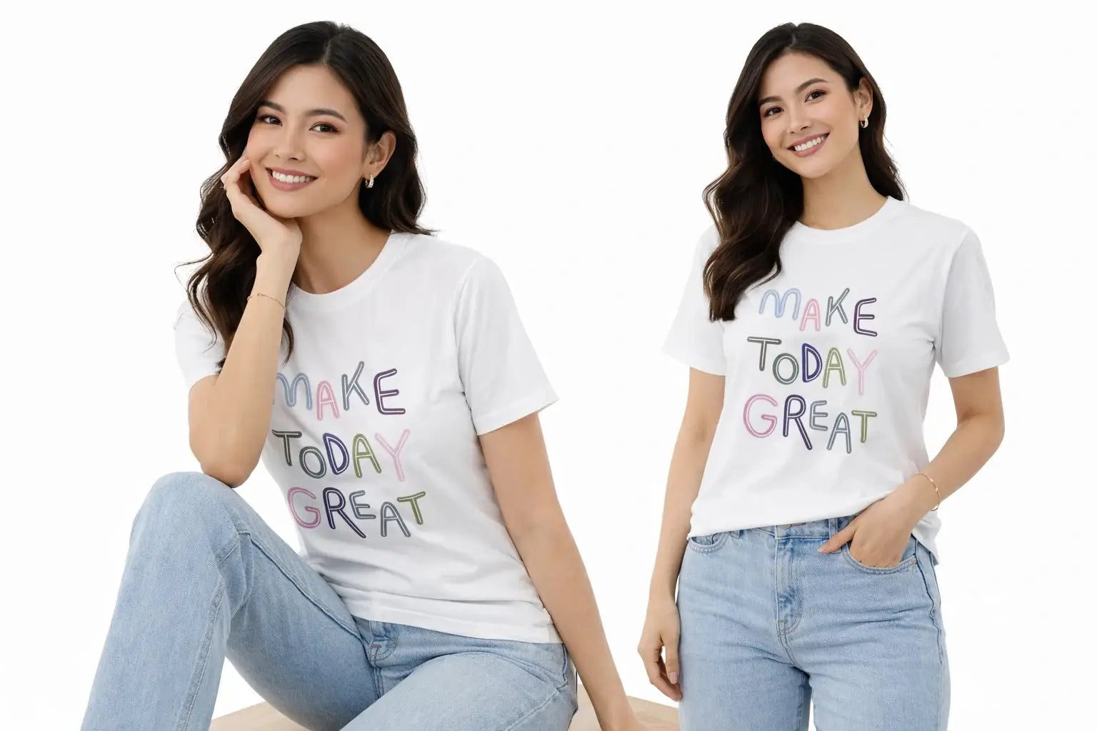 Women's Graphic T-Shirt - Make Today Great with Positive Vibes - ASTRON