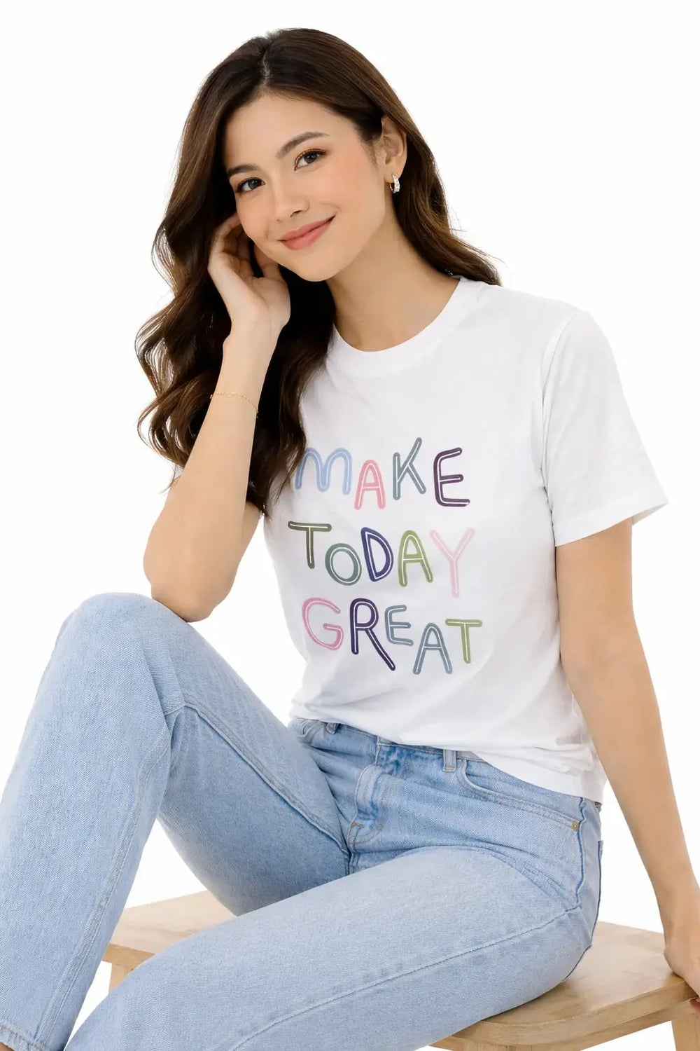 Women's Graphic T-Shirt - Make Today Great with Positive Vibes - ASTRON