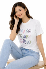 Women's Graphic T-Shirt - Make Today Great with Positive Vibes - ASTRON