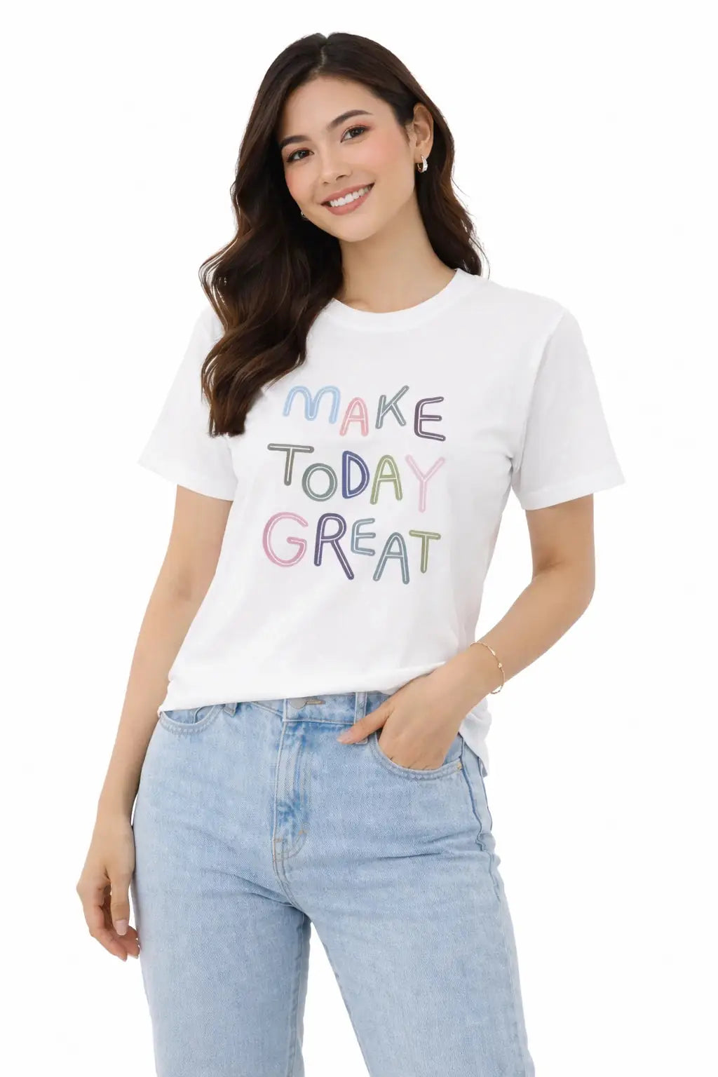 Women's Graphic T-Shirt - Make Today Great with Positive Vibes - ASTRON